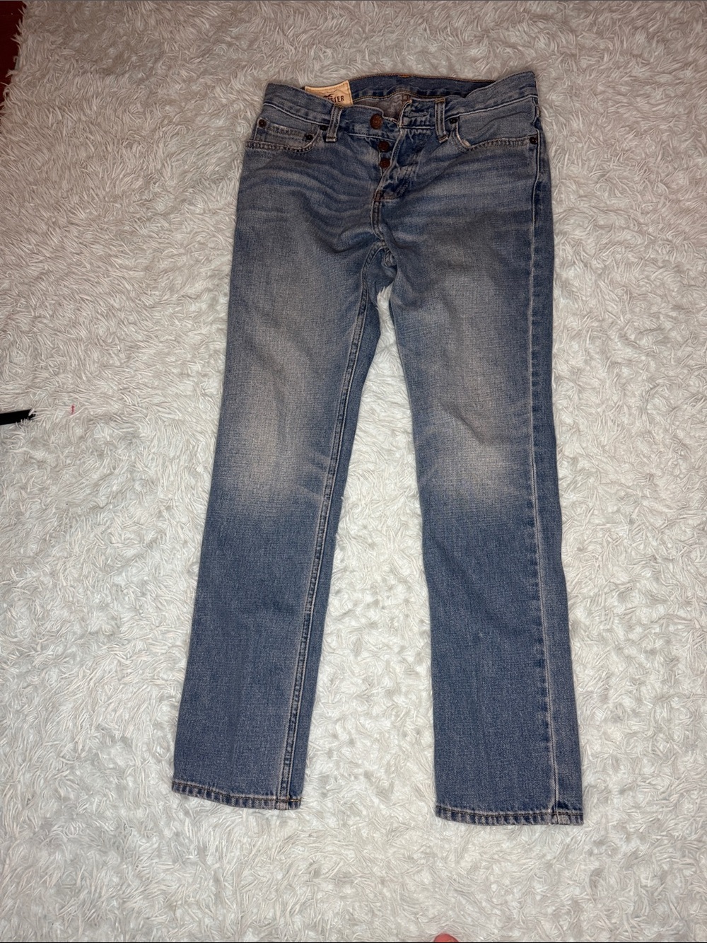 Hollister button fly Men's Slim Straight Washed Blue Jeans 30x30